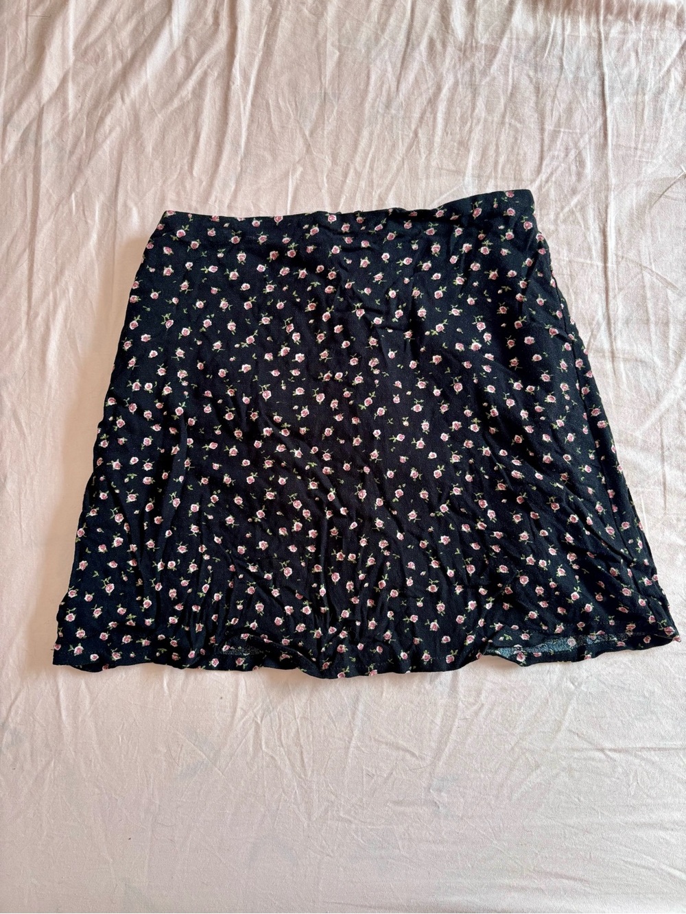 Garage Black Mini Skirt with Pink Floral Print Y2K Coquette Dainty Size XS